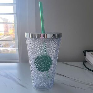 NEW Starbucks 16oz clear studded bubble to go tumbler